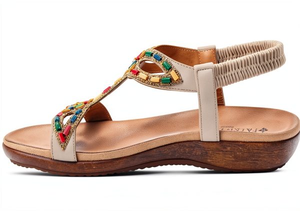 Patrizia Womens Platform Sandals Beaded Stretchy Strap-2