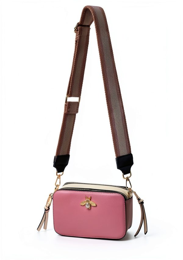 Bee Crossbody Bag Women Pu Leather Two Strap Shoulder Purse-3