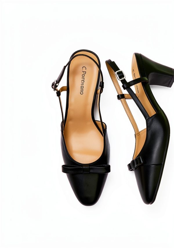 Pavo Womens Slingback Pumps Chunky Heel Nappa Lambskin-4