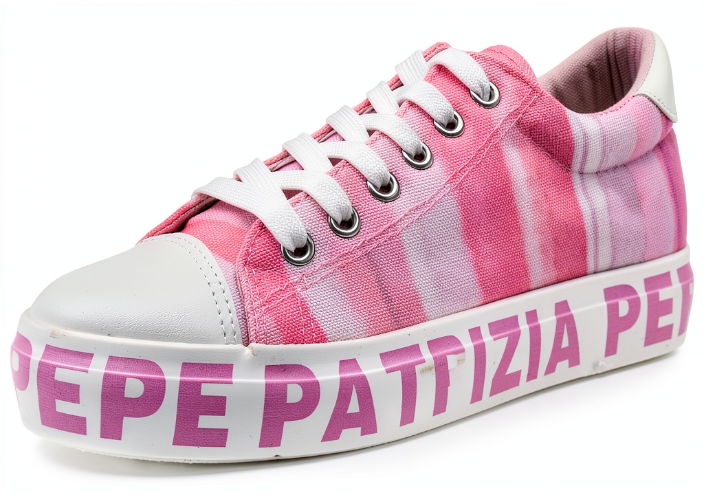 PATRIZIA PEPE pink shoes with breathable textile upper displayed on a neutral background