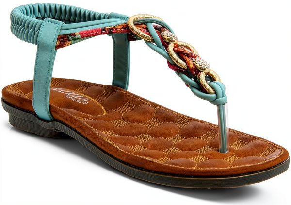 Patrizia Womens Rhinestone Sandals T Strap Floral Design-1