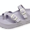 Womens Slide Sandals Double Buckle Arch Support Platform-4