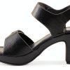 DADE Womens Platform Sandals Black Slip On Comfort-3