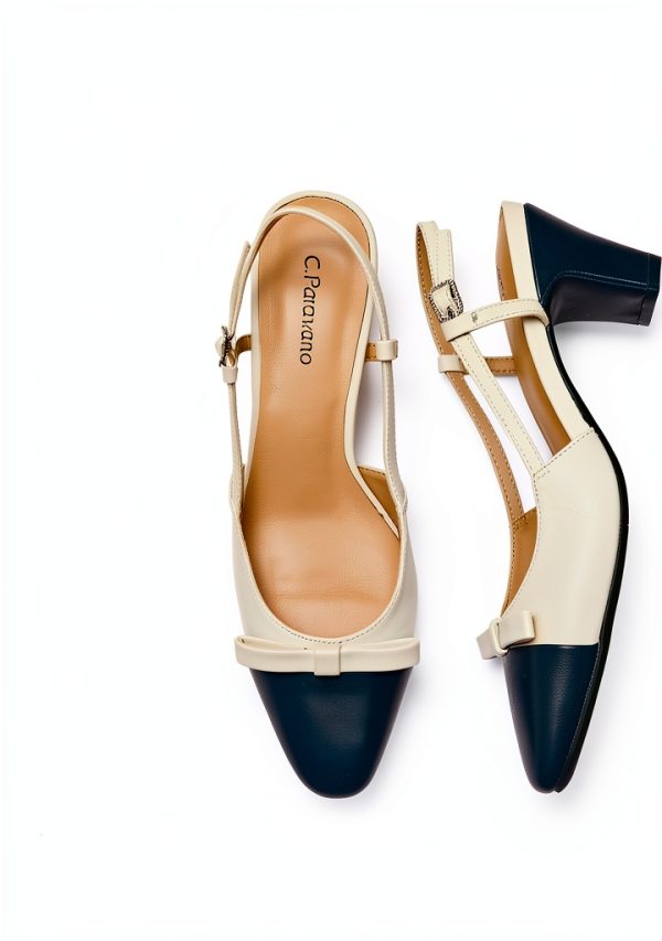 Pavo Womens Slingback Pumps Chunky Heel Nappa Lambskin-5