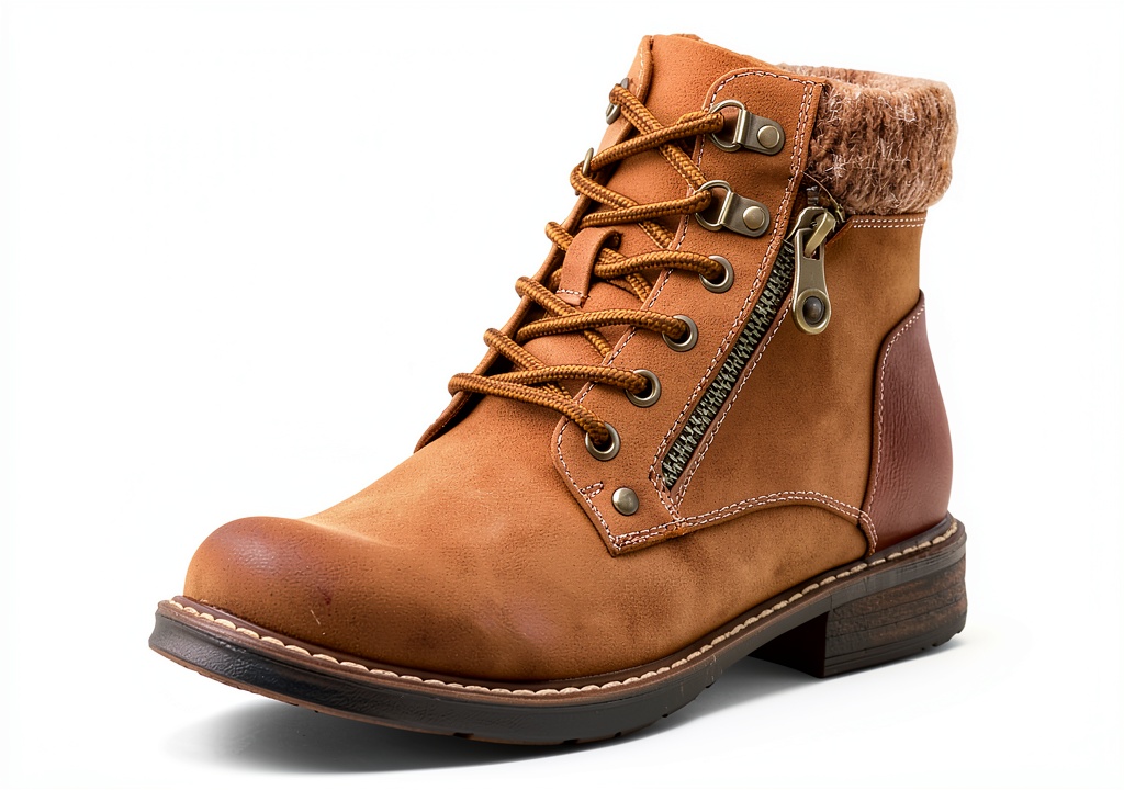 Patrizia womens hiking booties in Black color on a rocky trail