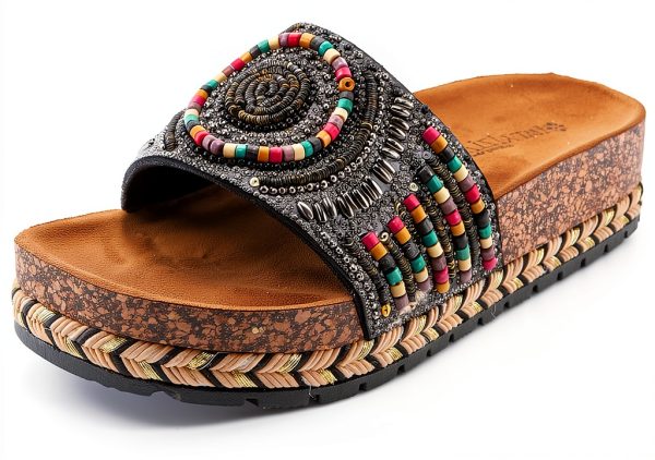 Patrizia Womens Slide Wedges Beaded Cork Wedge Sandals-1