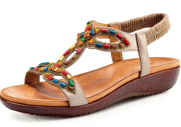 Patrizia Womens Platform Sandals Beaded Stretchy Strap-0
