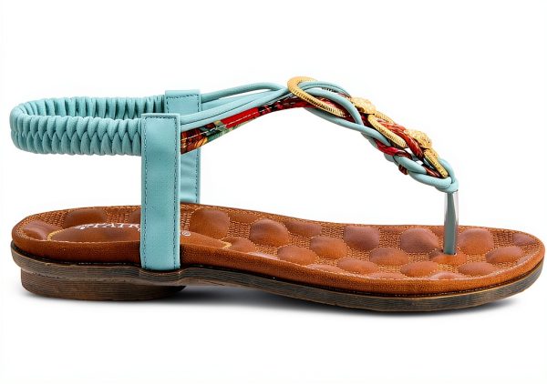 Patrizia Womens Rhinestone Sandals T Strap Floral Design-5
