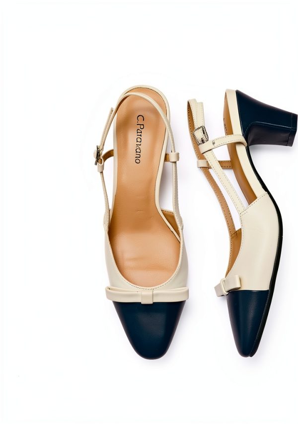 Pavo Womens Slingback Pumps Chunky Heel Nappa Lambskin-3