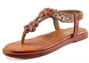 Patrizia Womens Flat Sandals Crystal Flowers Soft Gold-0