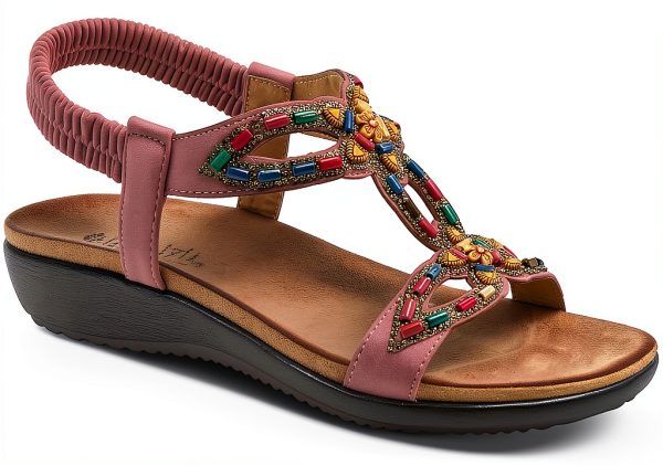 Patrizia Womens Platform Sandals Beaded Stretchy Strap-2