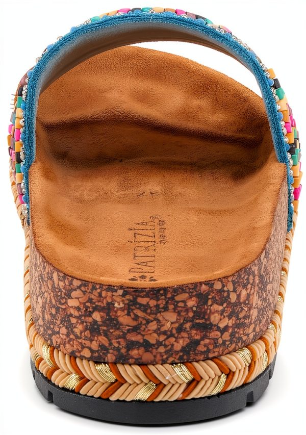 Patrizia Womens Slide Sandals Beaded Cork Wedge Multicolor-4
