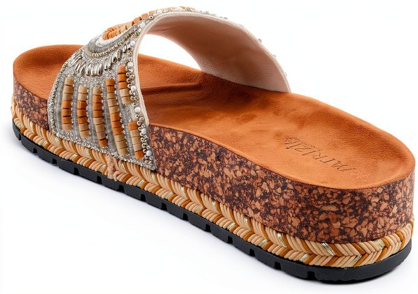Patrizia Womens Slide Wedges Beaded Cork Sole Sandals-8