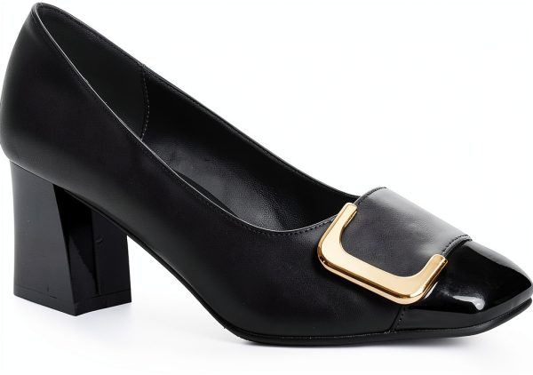 Ann Creek Womens Pumps Chunky Heel Square Toe Faux Leather-0