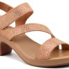 YADIEL Womens Heeled Sandals Crystal Strap Low Block Heel-1