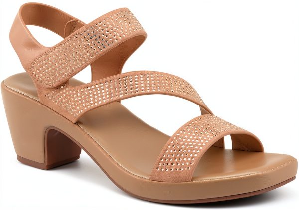 YADIEL Womens Heeled Sandals Crystal Strap Low Block Heel-1