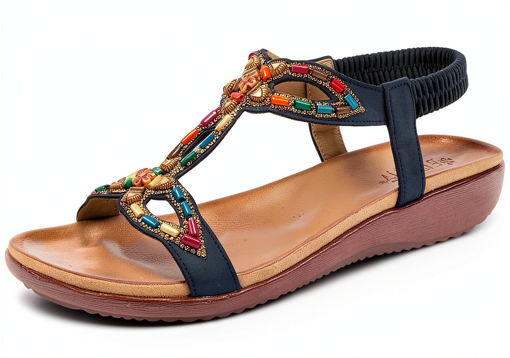 Patrizia womens platform sandals in Navy color with beaded details
