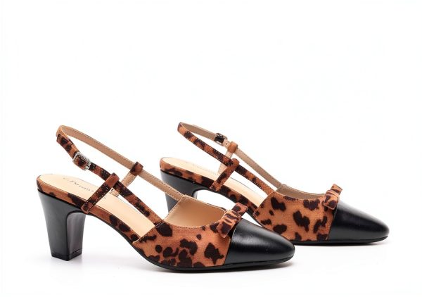 Pavo Womens Slingback Pumps Chunky Heel Nappa Lambskin-2