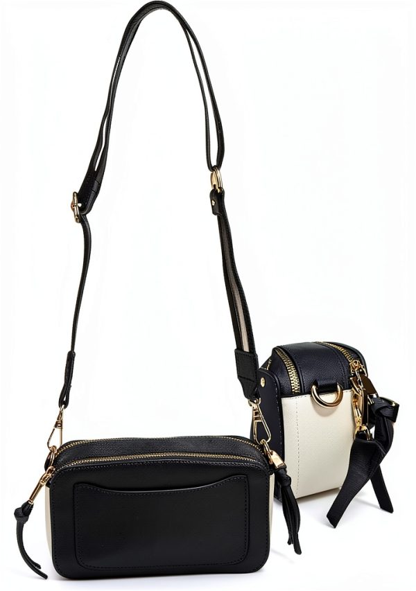 Camera Crossbody Purse Women Color Blocked PU Leather Bee-4