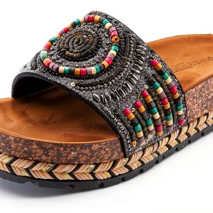 Patrizia Womens Slide Wedges Beaded Cork Wedge Sandals-0
