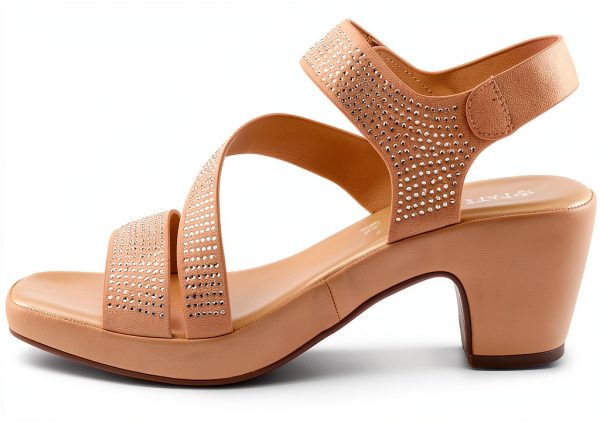 YADIEL Womens Heeled Sandals Crystal Strap Low Block Heel-2