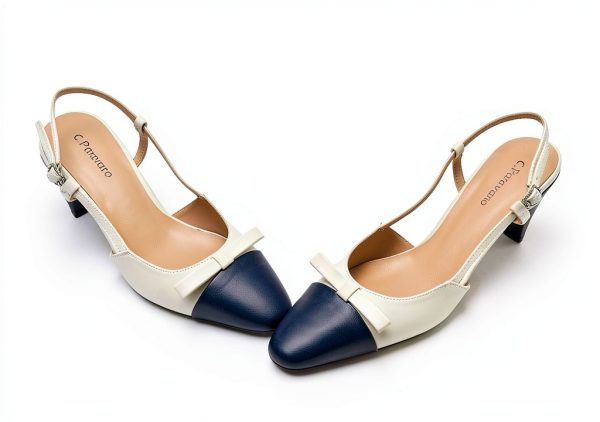 Pavo Womens Slingback Pumps Chunky Heel Nappa Lambskin-4